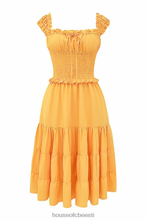 phedra tangerine shirred sundress House of CB JZJ4T203 Riietus