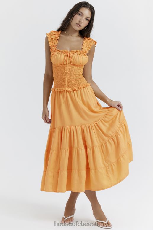 phedra tangerine shirred sundress House of CB JZJ4T203 Riietus