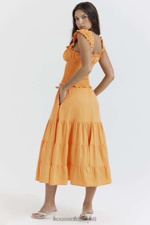 phedra tangerine shirred sundress House of CB JZJ4T203 Riietus