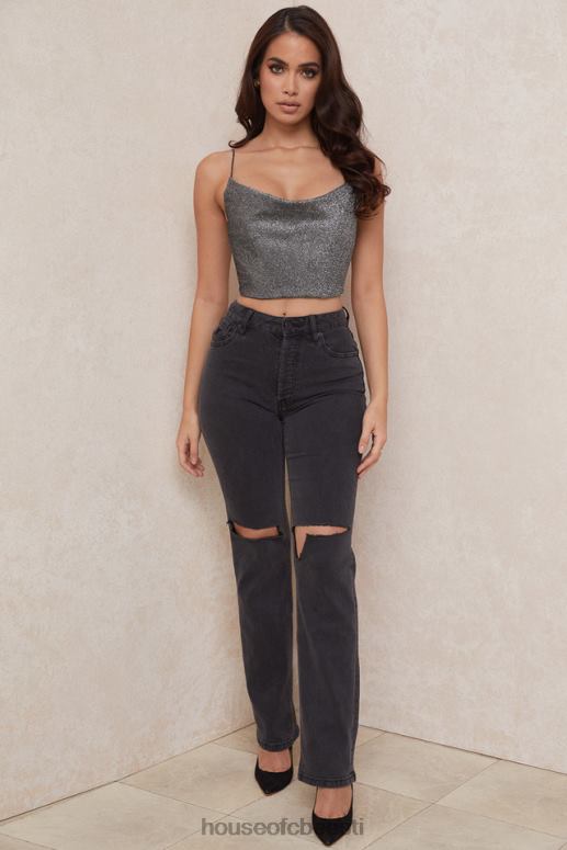 lulia hõbedane crop top House of CB JZJ4T774 Riietus