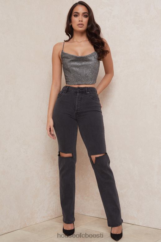 lulia hõbedane crop top House of CB JZJ4T774 Riietus