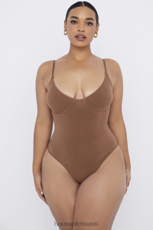 skulptuur stringide bodysuit mokka House of CB JZJ4T1264 Riietus