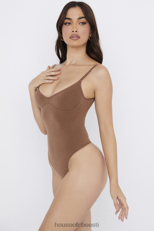 skulptuur stringide bodysuit mokka House of CB JZJ4T1264 Riietus